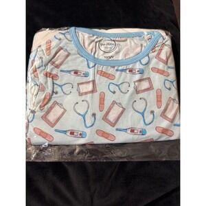 Oak + Ollie Bamboo Medical Print‎ long sleeve and pants pajama set, 10/12